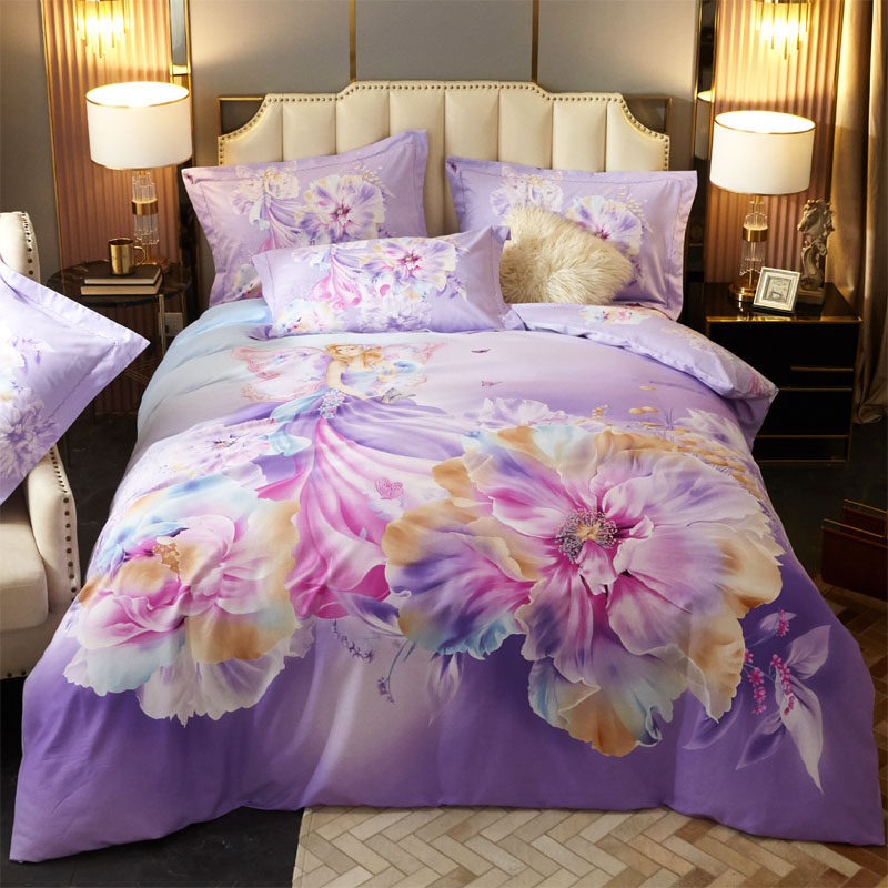 公主风卡通加厚磨毛四件套全棉纯棉1.8m床上用品2.0m双人1.5套件