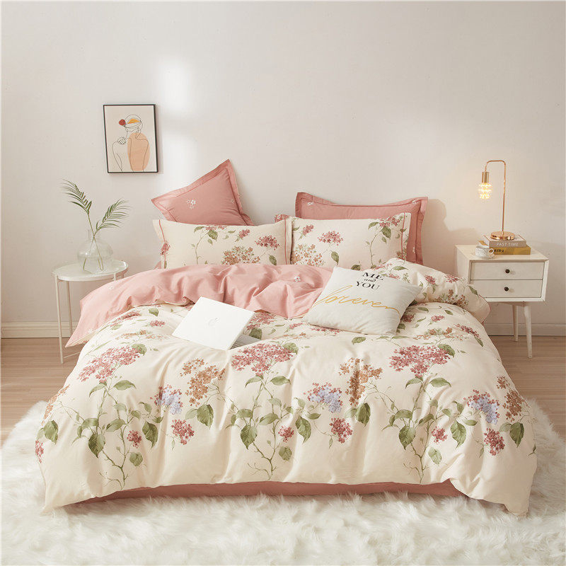 小碎花粉色床上四件套纯棉100全棉被套床品床单公主风轻奢家纺夏