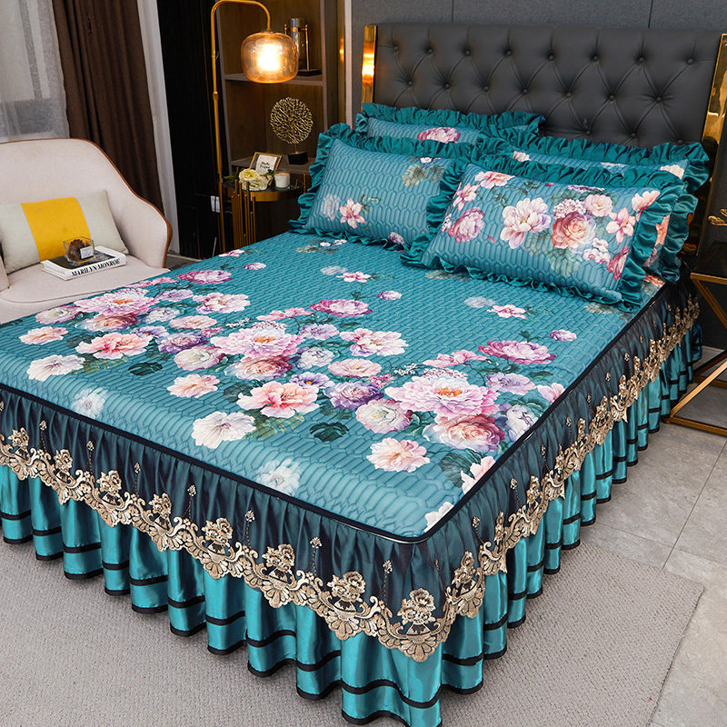 蕾丝床罩保护套夏季床套防滑床裙床单冰丝凉席子床裙三件套1.8m床,床上用品,床裙,淘宝优惠券,粉丝福利购,淘宝优惠卷