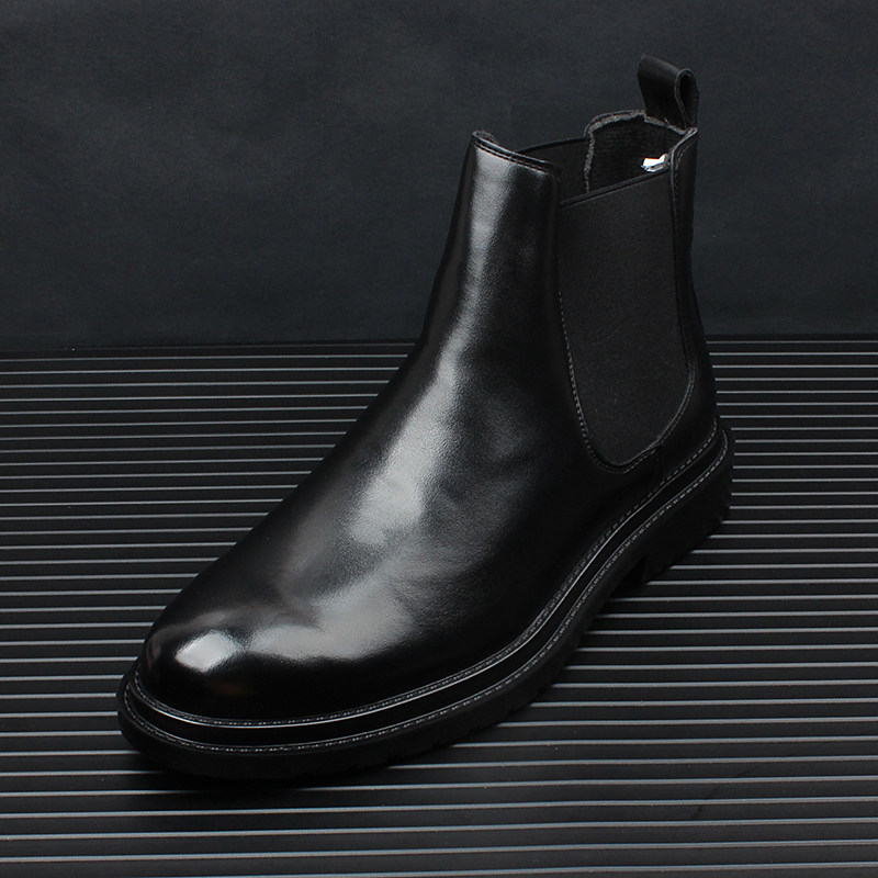2023 CHELSEA BOOTS MENS FALL-WINTER FLEECE MARTIN BOOTS INNER HEIGHTENED BLACK VERSATILE POINTED SCALP BOOT SLEEVE HIGHTOPS