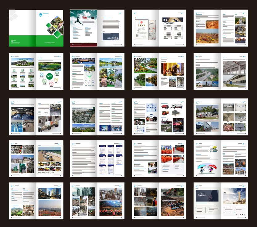 建筑工程公司画册园林绿化清淤土石方桥隧工程劳务分包宣传册印刷