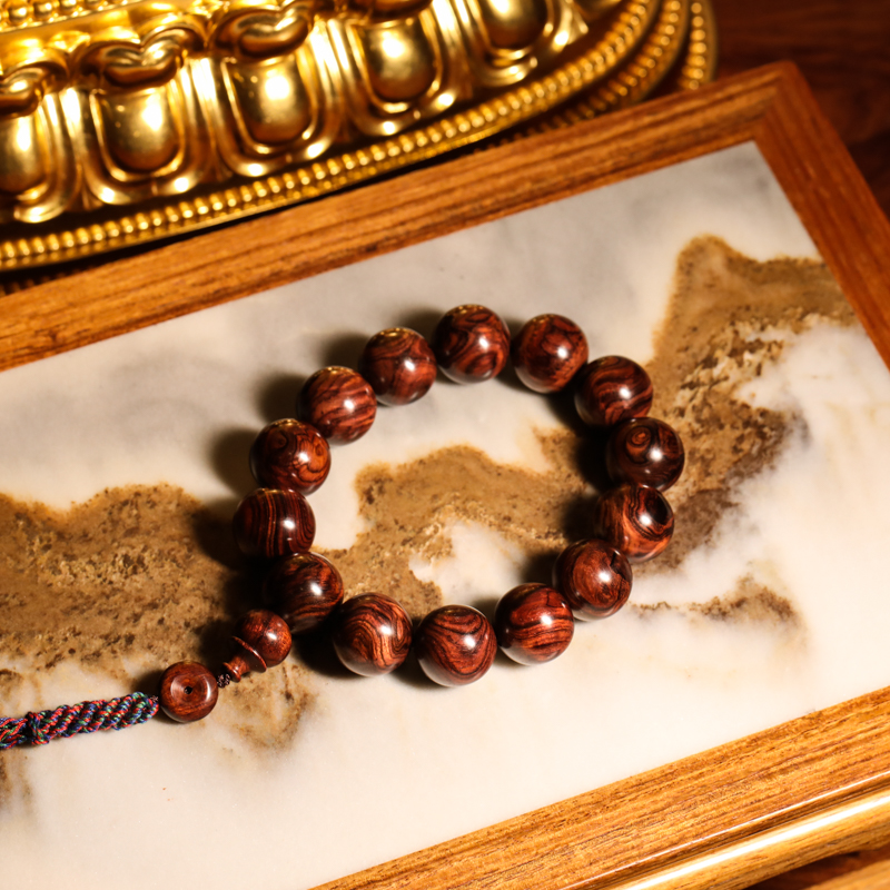 琢物 海南黄花梨紫红油梨老料瘿子瘤疤鬼脸2.0佛珠手持 精工