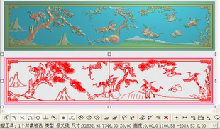 檀雕松鹤床背板精雕图灰度浮雕雕刻图松鹤延年靠背精品仙鹤花鸟