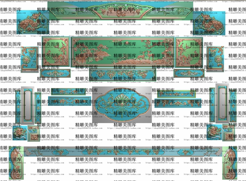 葡萄宝座山水精雕图浮雕雕刻图灰度图四季花鸟 檀雕松鼠沙发新款