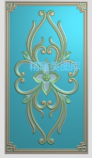 洋花横板精雕图衣柜门板扬花杨花灰度图浮雕图石雕图西洋花靠背