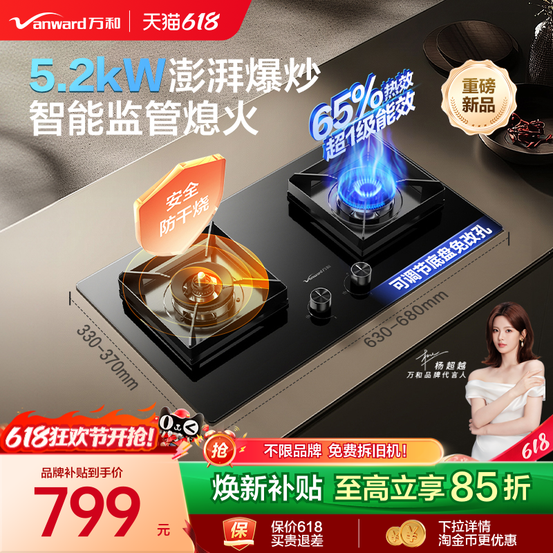[品牌补贴]万和B10Pro防干烧燃气灶家用煤气炉天然气台式灶具嵌入