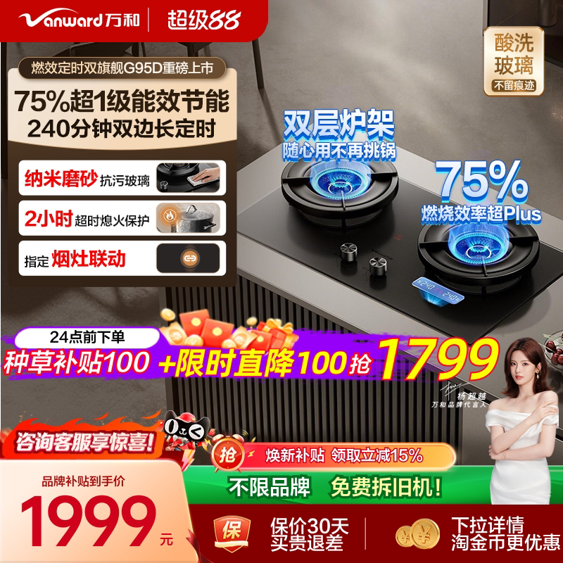 [75%热效之巅]万和双定时燃气灶煤气灶家用双灶天然气无痕G95D实拍图 商品
