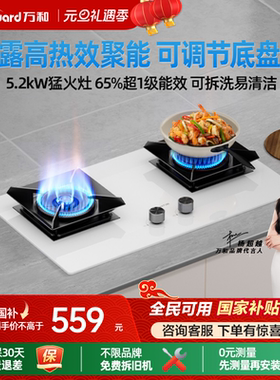 [政府补贴]万和天然气燃气灶家用嵌入台式煤气猛火白色双灶具C5