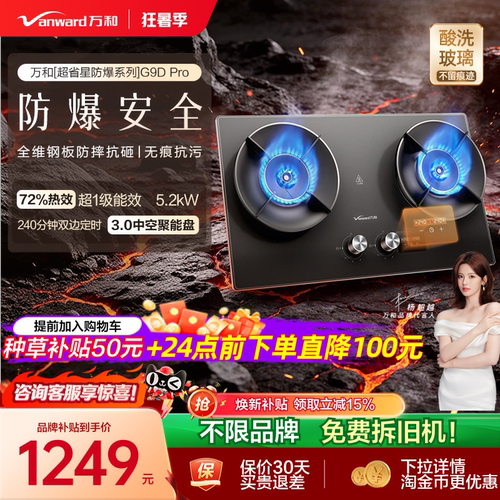 [焕新补贴]万和防爆定时燃气灶煤气灶家用双灶天然气酸洗G9D Pro