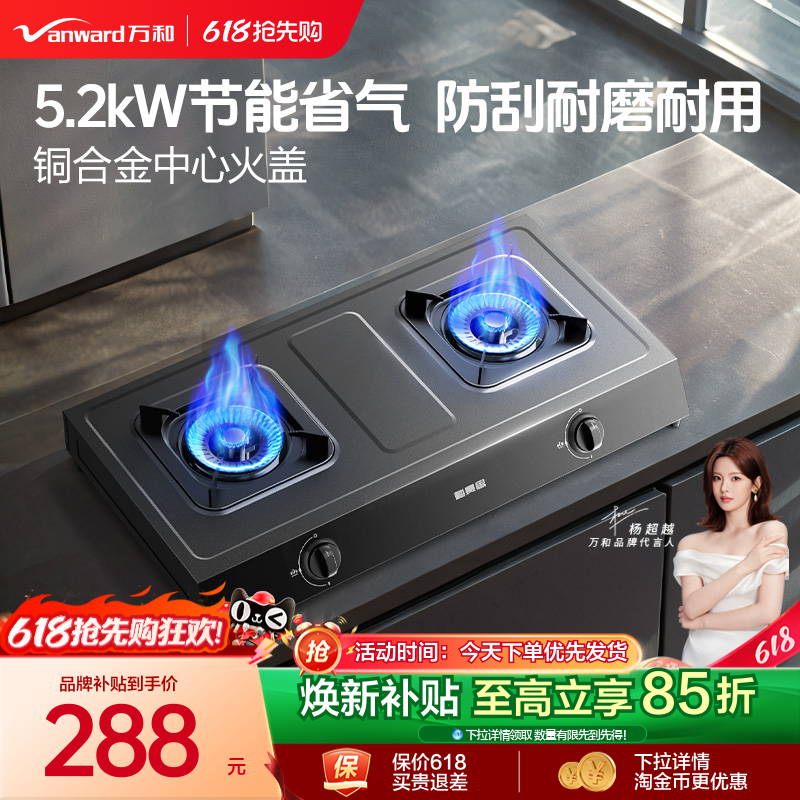 万和梅赛思不锈钢燃气灶煤气灶家用双灶液化气天然气炉灶台式D9