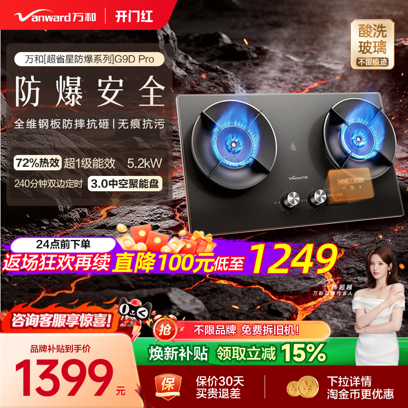 [焕新补贴]万和防爆定时燃气灶煤气灶家用双灶天然气酸洗G9D Pro