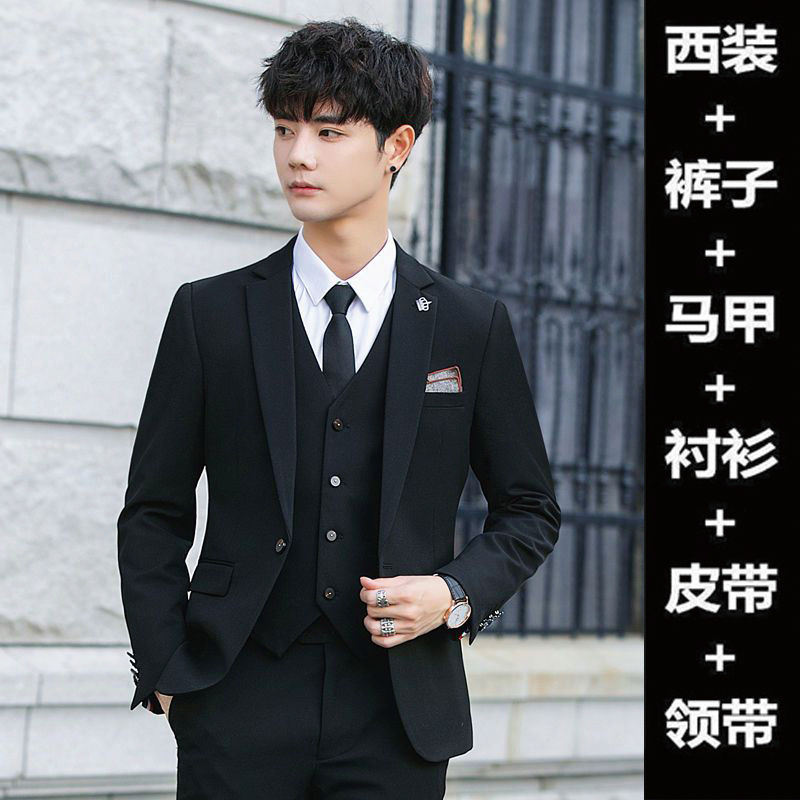 高级感西装男套装韩版潮流休闲商务职业正装修身帅气小西服外套男
