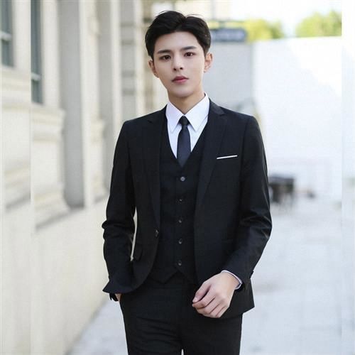西装男士套装职业西服三件套修身青年学生外套韩版新郎结婚正装男
