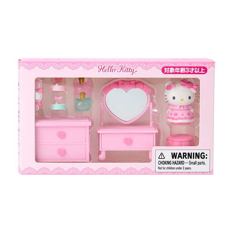 现货日本三丽鸥HelloKitty美乐蒂库洛米梳妆台化妆摆件过家家玩具