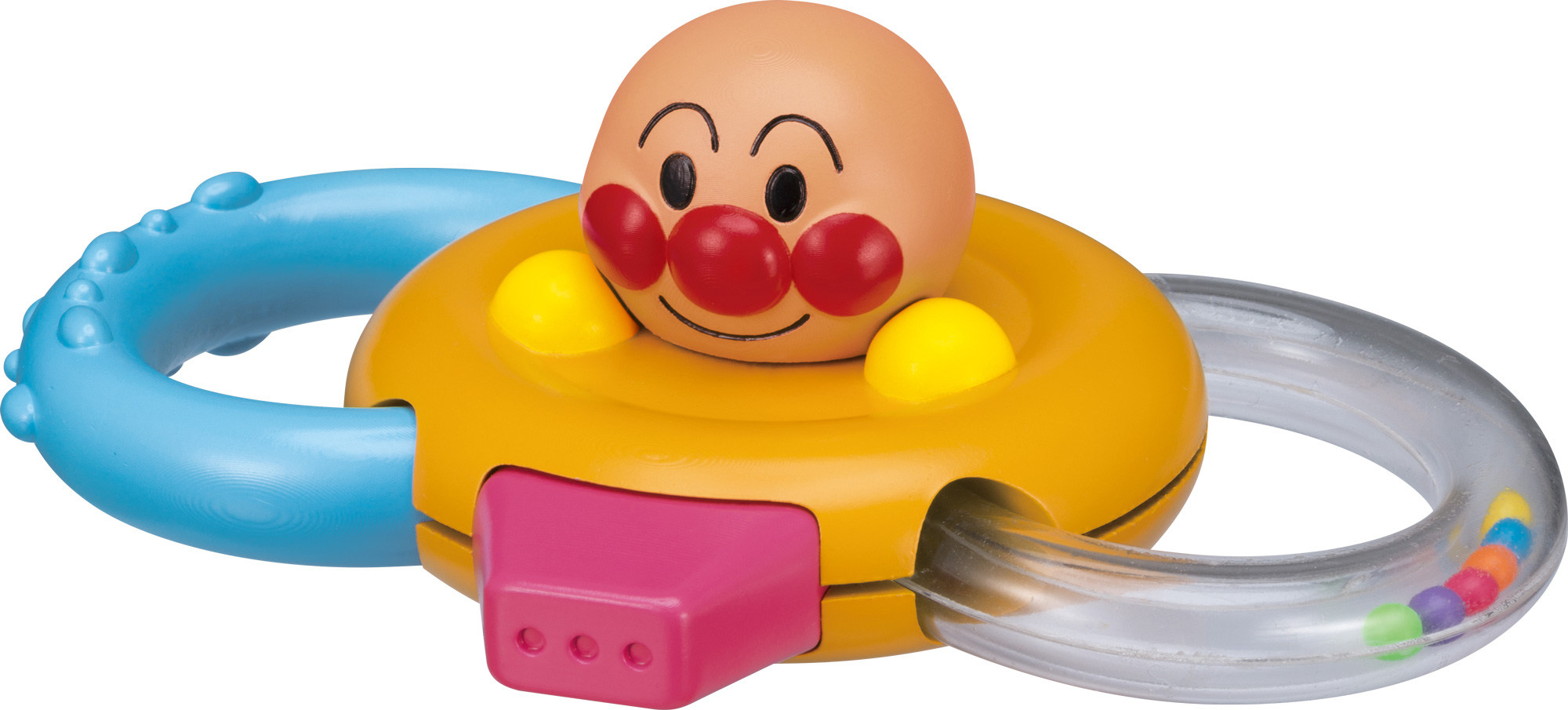 现货日本面包超人婴儿童宝宝练习抓握安抚滚珠摇铃口哨牙胶玩具