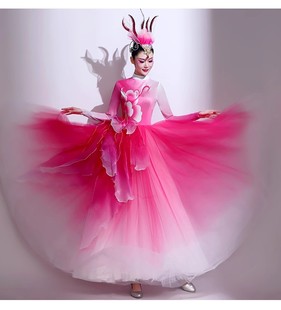 开场舞大摆裙演出服2024新款大气伴舞裙春晚成人现代舞长裙舞蹈服