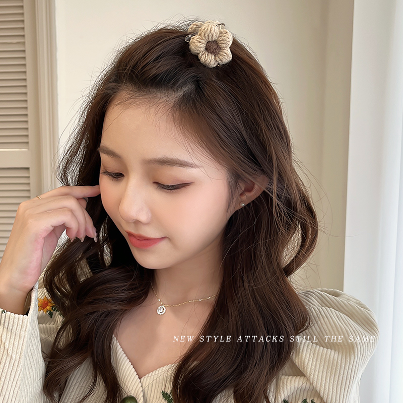 抓夹毛线韩国可爱刘海夹发夹头饰