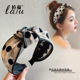 韩国网红波点发箍女秋冬外出百搭超仙发带洗脸头箍女款 宽边压发卡