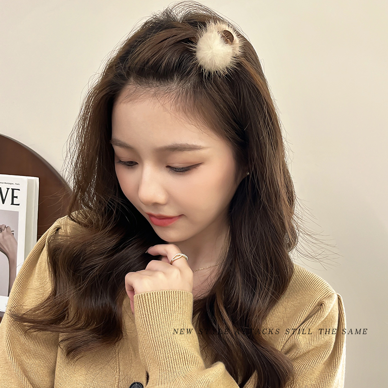 秋冬毛绒韩国侧边刘海夹发夹