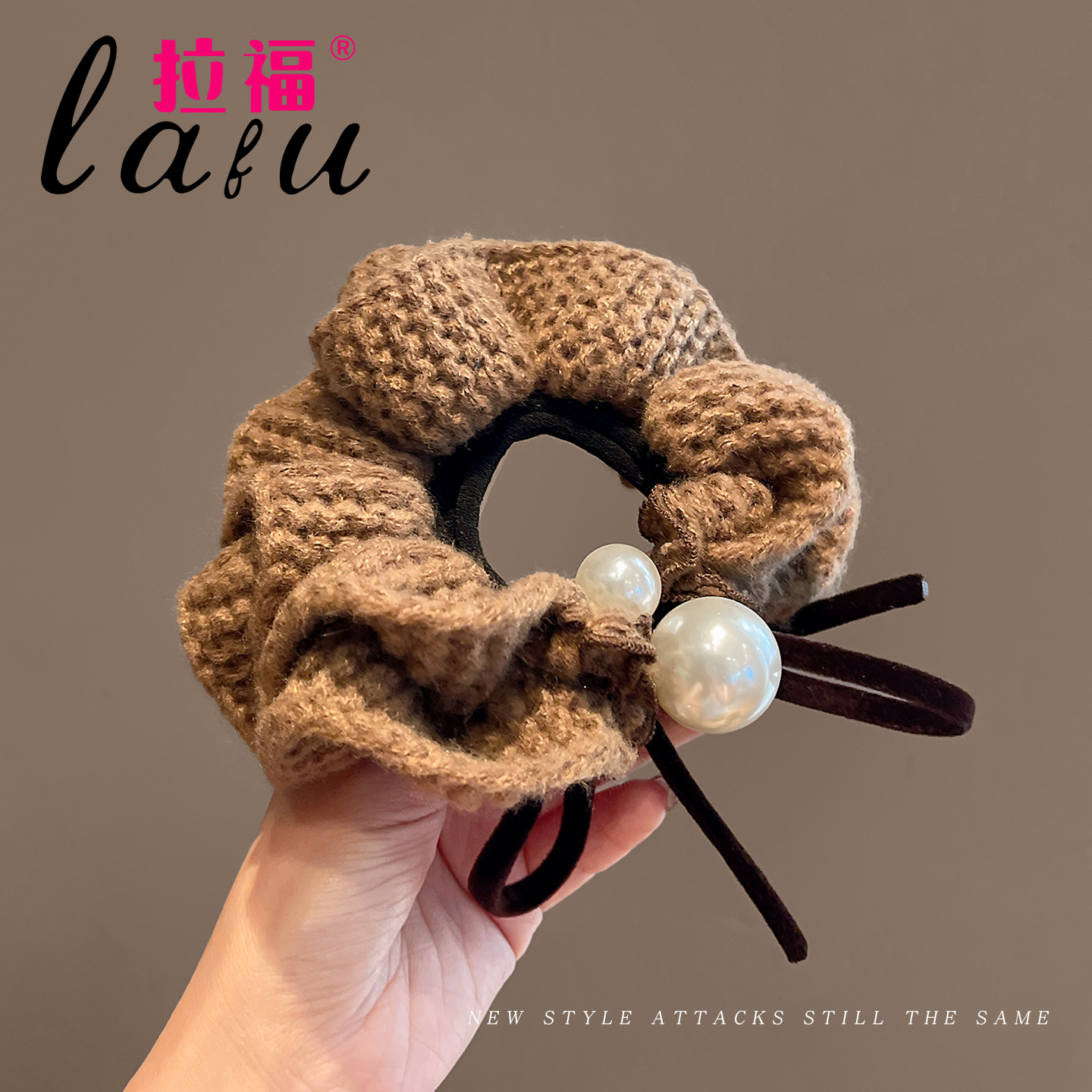 毛线珍珠蝴蝶结大肠发圈新款发绳