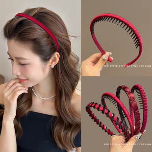 红色发箍女网红2025新款秋冬发带高颅顶洗脸头箍高级感压发卡头饰