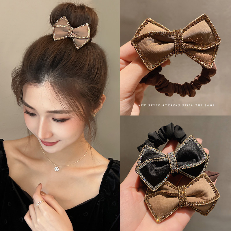 高马尾发夹蝴蝶结头绳侧边发卡一字夹女刘海夹子发绳皮筋发圈头饰