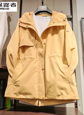 探路者风衣外套2025春季新款女式防水抽绳收腰户外TAYYAN82507