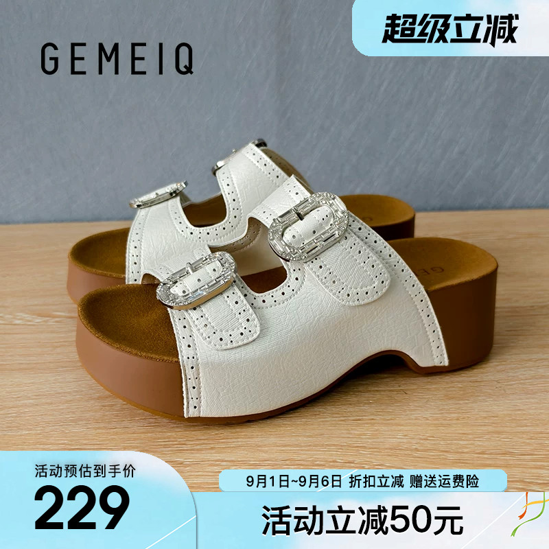 戈美其增高厚底勃肯拖鞋女外穿2026夏季新款百搭超火爆款一字凉拖图片