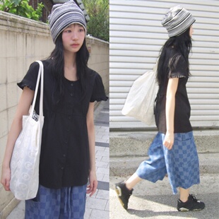 韩国ins 鬼马系少女 5月初夏时 短袖衬衫小收腰版型nice