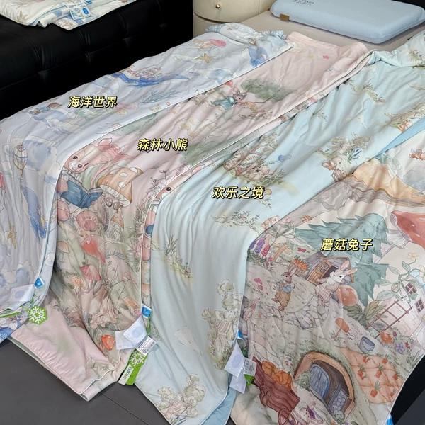 2026年新款双面锦氨冰皮夏被卡通清新印花单双人凉感空调被可机洗