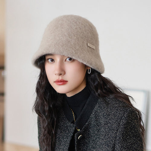 疯帽子羊驼毛混羊毛渔夫帽女秋冬