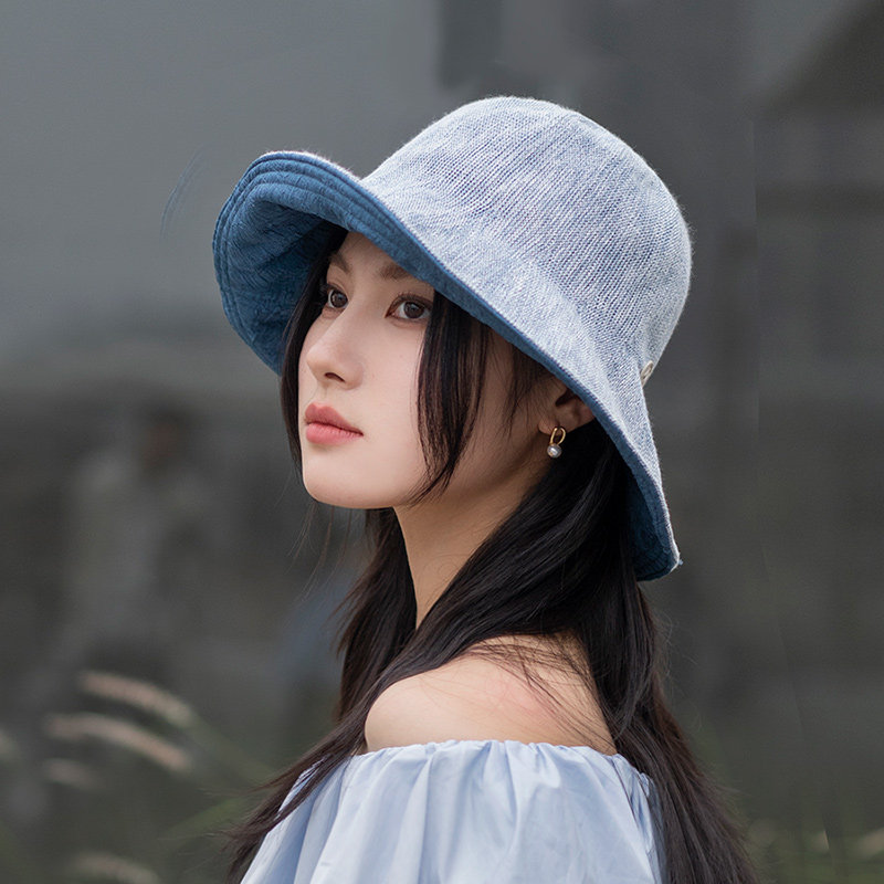 疯帽子 轻便可折叠遮阳帽子女 棉麻感透气防晒帽 逛街渔夫帽夏