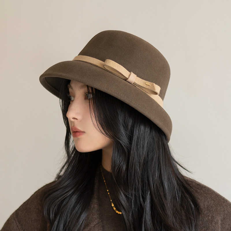 简约优雅显脸小羊毛呢盆帽