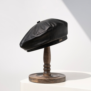 疯帽子 时髦洋气皮质贝雷帽 潮酷八角画家帽子逛街百搭女款25秋冬