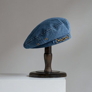 疯帽子 帅气水洗牛仔贝雷帽子女 美式复古文艺布帽画家帽  春