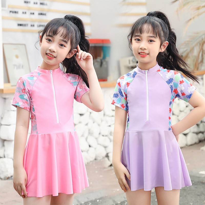 儿童泳衣女童游泳衣小女孩中连体分体公主裙子兒童泳装可爱游泳衣