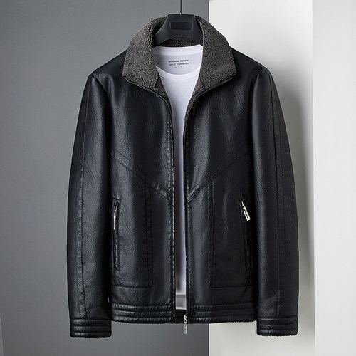 外套拼驼夹克皮衣机车