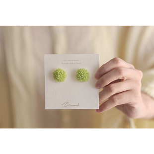 鸟与胡子绿色系手工串珠简约文艺日系小众设计感可调节女戒指耳钉