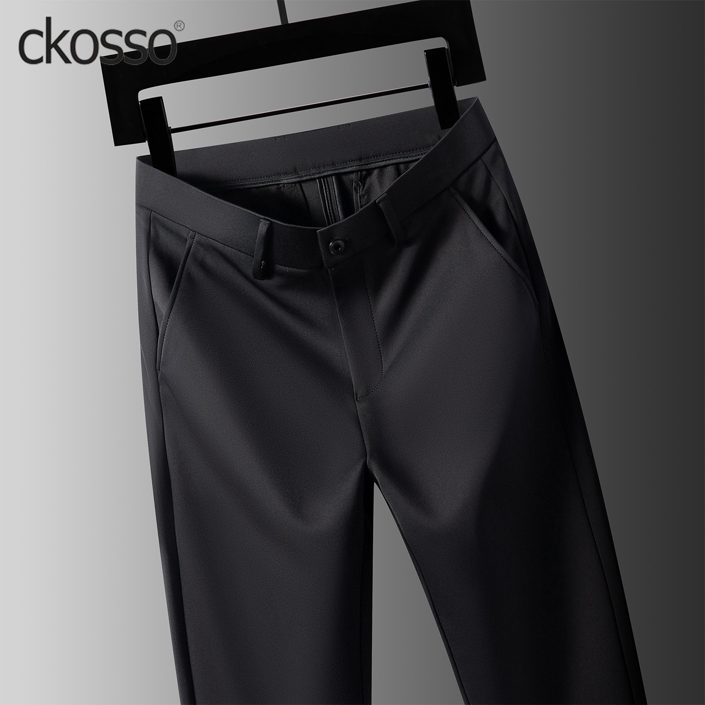 轻商务休闲西裤男款黑色弹力舒适修身直筒长裤子冬厚款男裤桑蚕丝