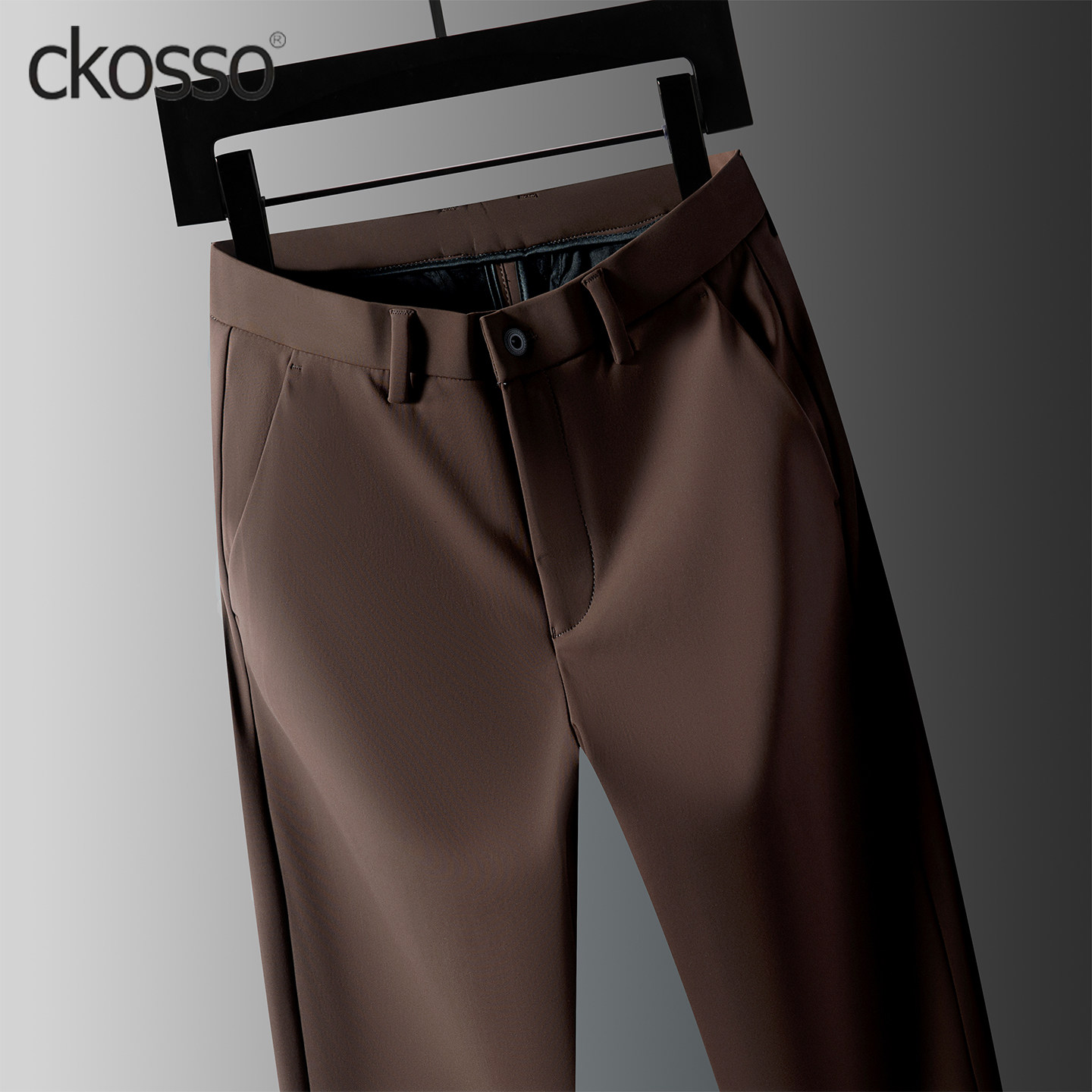 加绒加厚休闲男裤子弹力舒适通勤修身直筒裤冬季保暖长裤商务西裤