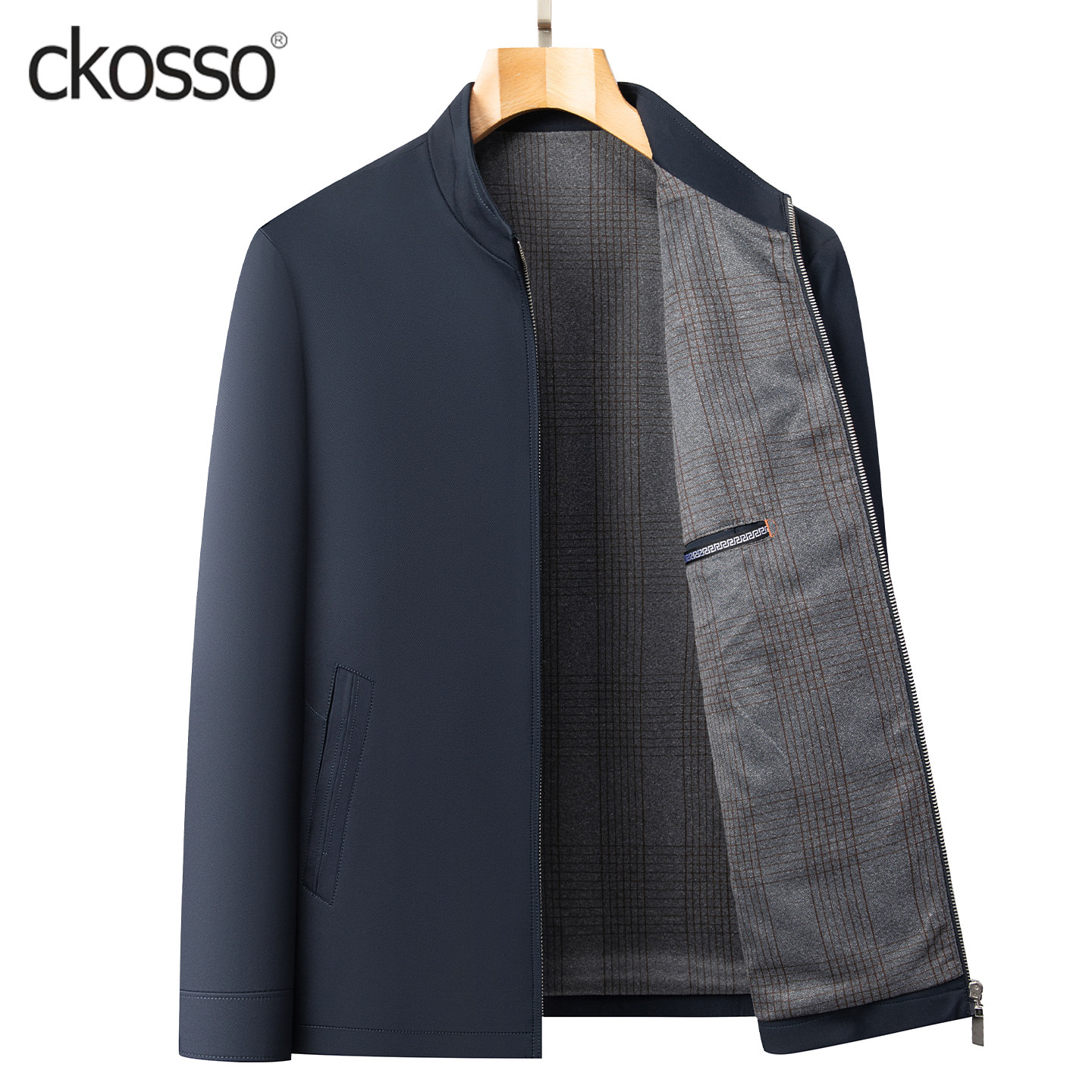 商务行政夹克男士短款立领纯色高品质男装2025新款加大码休闲外套