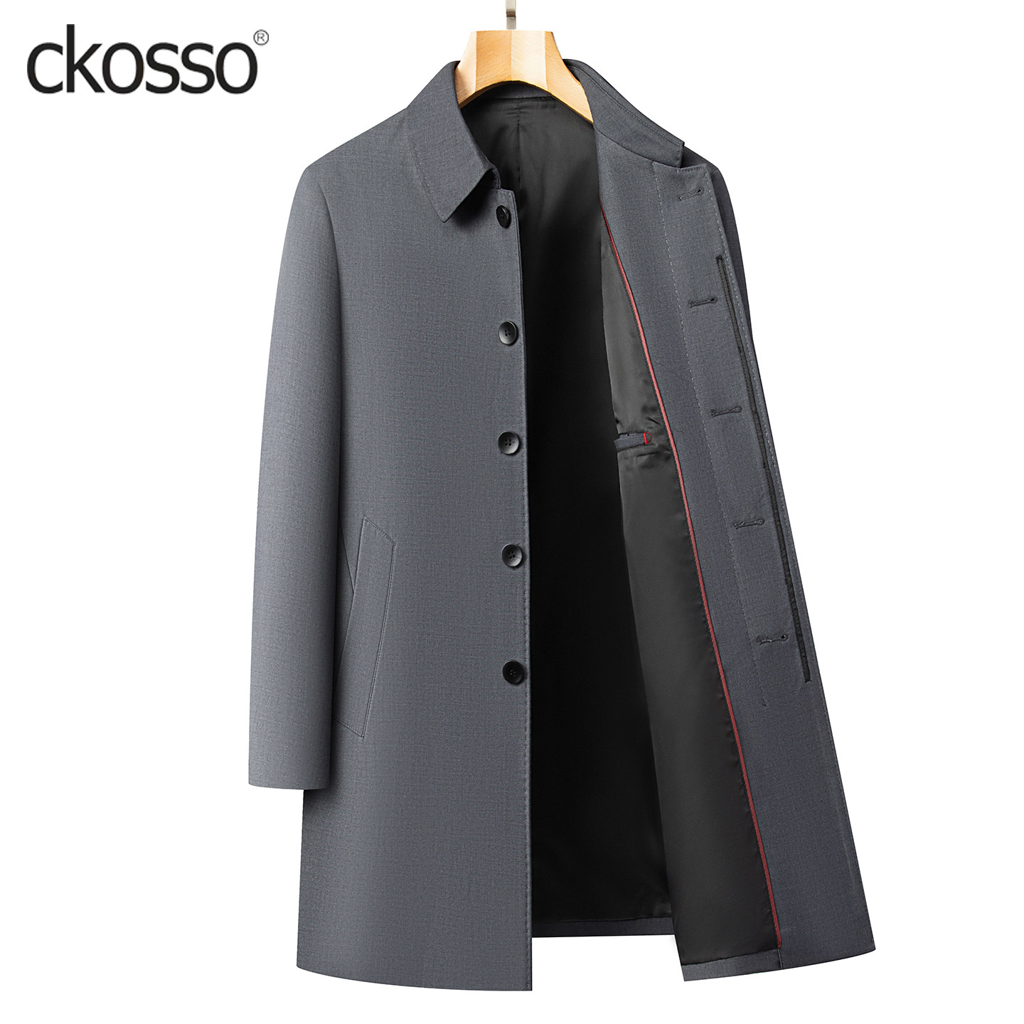 行政公务男装大衣中长款翻领高品质夹克2025新款商务休闲外套中年,男装,风衣,淘宝优惠券,粉丝福利购,淘宝优惠卷