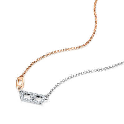 玛贝尔18K红白金钻石项链优雅