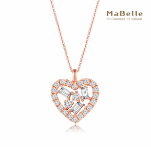 长度45CM 长方形拼镶钻石项链 简约优雅 玛贝尔18K玫瑰金 MaBelle