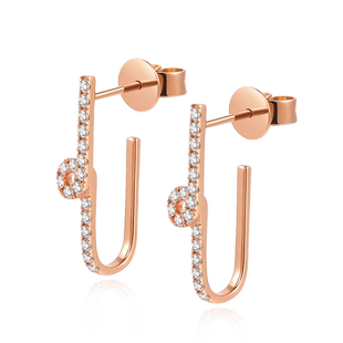MaBelle/玛贝尔18K玫瑰金 个性时尚款钻石单边耳钉 送太太送女友