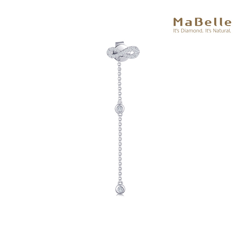 玛贝尔18K白钻石单边耳钉蝴蝶结