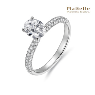 MaBelle 玛贝尔18K白金单颗粒鸡蛋型克拉钻石戒指结婚求婚GIA证书