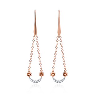 MaBelle/玛贝尔18K白金 勾式垂坠款钻石耳钉一对 (仅K白) 轻奢