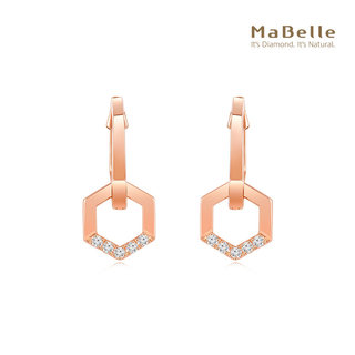 MaBelle/玛贝尔18K玫瑰金 摩登都市系列 圈式钻石耳环一对 精致