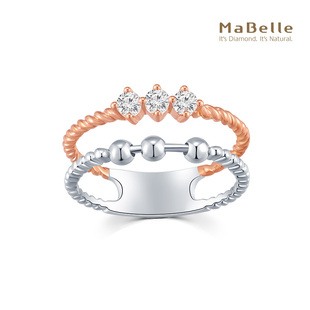 钻石戒指不可改手寸 18K红白金双排款 MaBelle 玛贝尔三生情缘系列